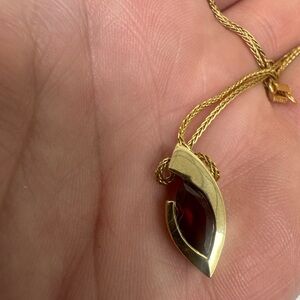 Vintage 14K Yellow Gold and Garnet Pendant Necklace made in Italy